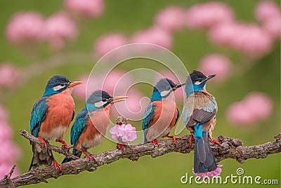 Close-up of cute little bird sparrow on branch Stock Photo