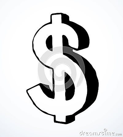 Vector drawing sign of dollar Vector Illustration