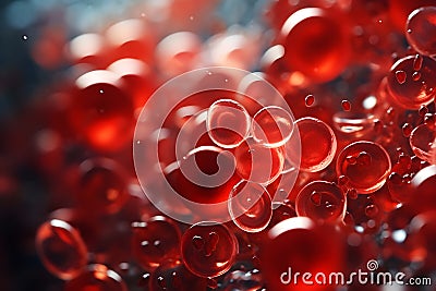 Close up 3D model of red blood cells Cartoon Illustration