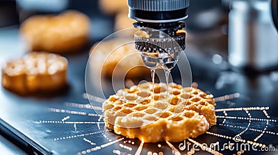 Close-up of 3d printer creating intricate honeycomb pattern with precision Stock Photo