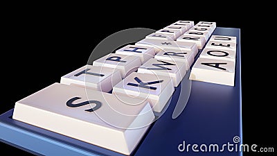Close-up 3D rendering of a stenotype keyboard Stock Photo