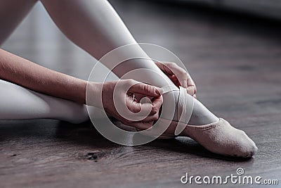 Close up of a dancing shoe on female feet Stock Photo