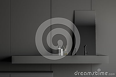 Close up of dark gray bathroom sink Stock Photo