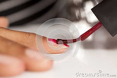 Nail polish apply Stock Photo