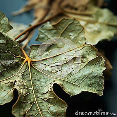 a close up of a dead leaf on a table Stock Photo