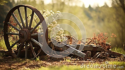 Close up of a decorative and aged antique plow Stock Photo