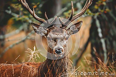 Close Up of a Deer With Antlers Stock Photo