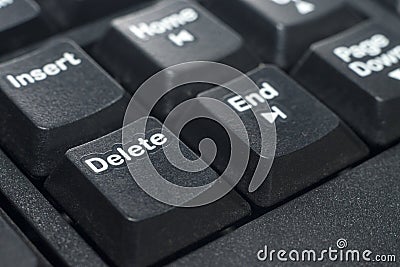 Close-up delete button on the computer . Stock Photo