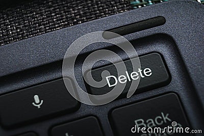Close Up of Delete Button on Computer Keyboard Stock Photo