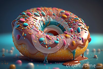 Close-up of a Delicious Donut. Generative AI Stock Photo