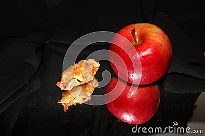 Close up of delicious apple bedside eating one Stock Photo