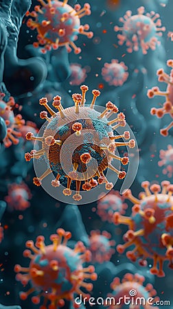 Close up of dense colony of viruses inside cell wall Stock Photo