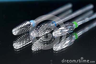 Close up Dental carbide bur tool Stock Photo