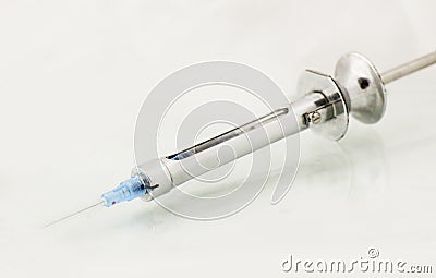 Close up of dental injection syringe on white background Stock Photo
