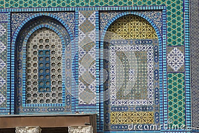 Close up of the design of the Dome of the Rock near the Western Wall Stock Photo