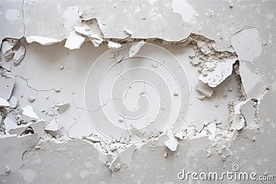 close up of destroyed drywall section Stock Photo