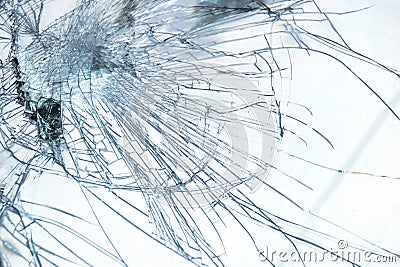 Close up detail Broken Windshield In Car Accident abstract style Stock Photo