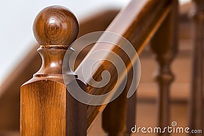 Close-up detail of brown wooden stairs Stock Photo