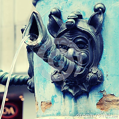 Close-up detail of medieval fountain , Lucerne, Switzerland. Stock Photo