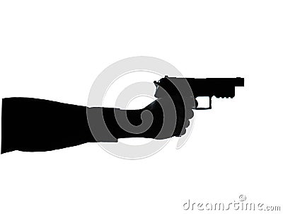 Close up detail one man hand gun silhouette Stock Photo