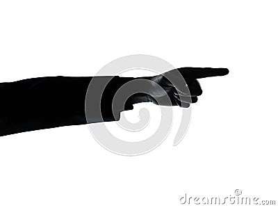 Close up detail one man hand pointing silhouette Stock Photo