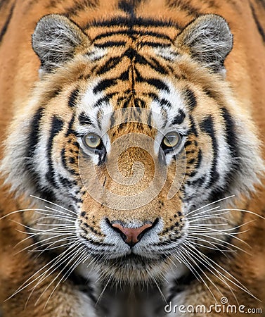 Close-up detail portrait of big Siberian or Amur tiger Stock Photo