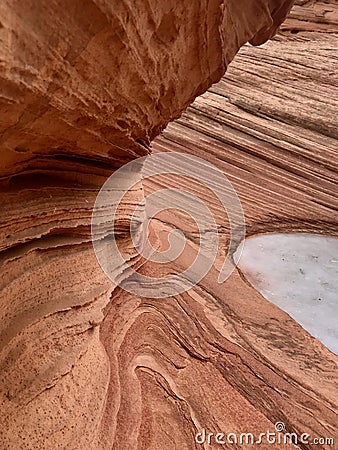 Abstract Close Up of Red Sand Stone Rock Formation Stock Photo