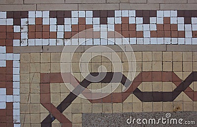 Close up Detail of Tile Walkway Near Front Entrance of Historic Building in Granger Texas Stock Photo