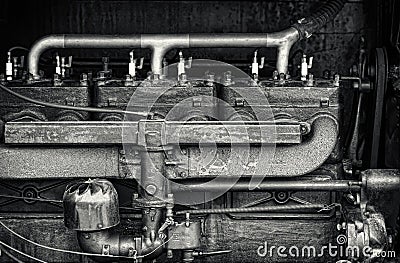 Close Up Detail of a Vintage Tractor Engine Stock Photo