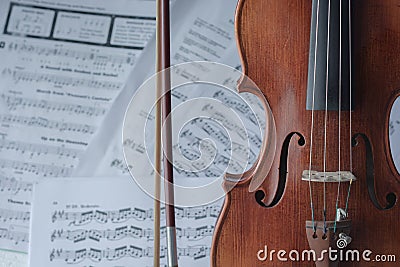 Close up detail on violin body Stock Photo