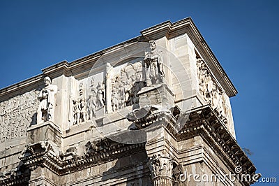 Close-up details of Arch of Constantine, a triumphal arch in Rome, Italy Stock Photo