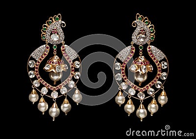 Close up of diamond earrings Stock Photo