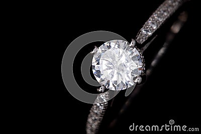 Close up of diamond silver ring Stock Photo