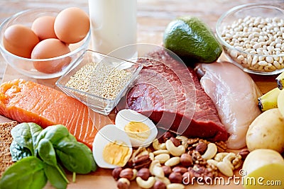 Close up of different food items on table Stock Photo