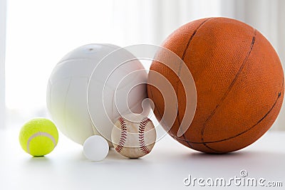 Close up of different sports balls set Stock Photo