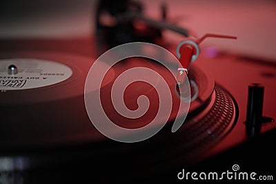 Direct drive Vinyl record player close up Stock Photo