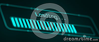close-up of a dirty computer monitor, progress bar, concept of download, upload, or hacking a computer Stock Photo