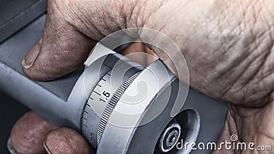 Control knob of machine tool in detail Stock Photo