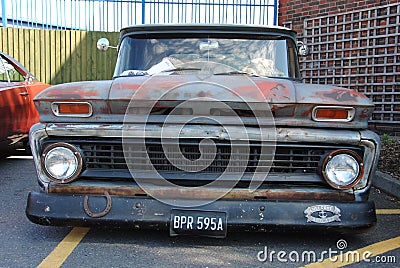 Close up of a distressed 1960s American pick up truck Editorial Stock Photo