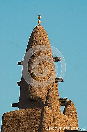 Close up of Djenne mosque minaret Stock Photo