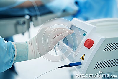Surgical laser system used in the hospital Stock Photo