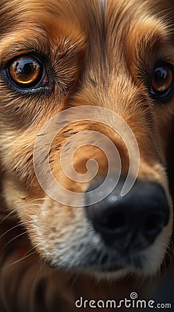 Close-up of a dog's face. Portrait of dog. Cartoon Illustration