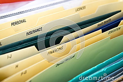 Close up of domestic personal files Stock Photo