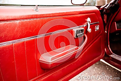 Close-up of the door panel of an old powerful classic American car Stock Photo