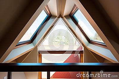 close-up of dormer window details from inside the house Stock Photo