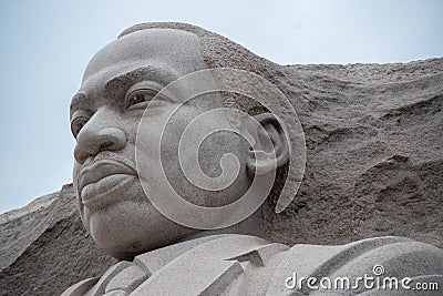 Close up of Dr. Martin Luther King Jr. monument in Washington DC. USA Editorial Stock Photo