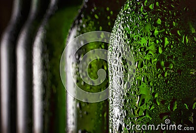 Beer in the bottle. Close-up. Drops of water on a chilled beer bottle. Concept: St. Patrick`s Day, Oktoberfest, Bavaria, Germany, Stock Photo