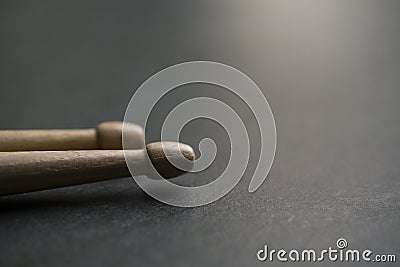 Close up drum stick on black table background Stock Photo