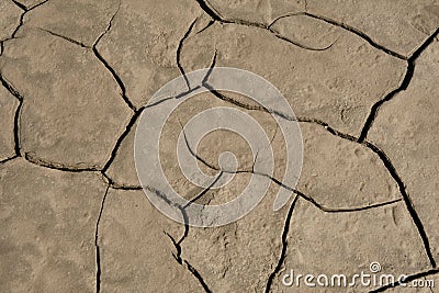 Close up of a dry and cracked riverbed Stock Photo