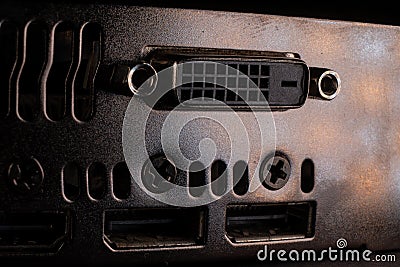 dvi-d and DP ports on a modern graphic card Stock Photo